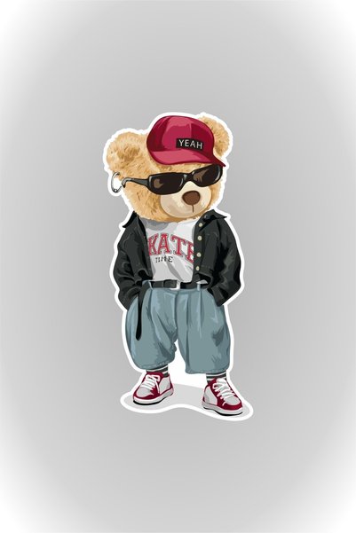 Quart Aksesuar 16 x 8 Cm Sweet Bear Sticker Car Laptop Auto Motor Sticker