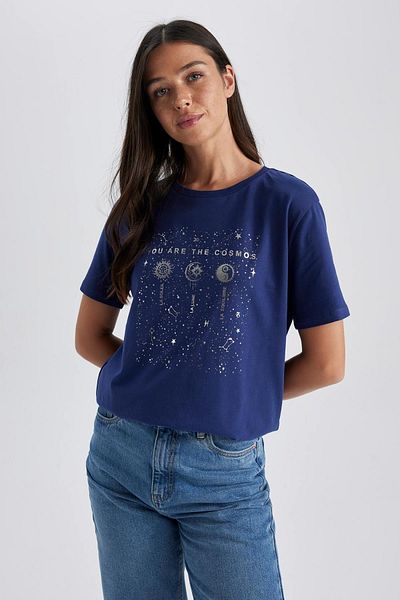 DeFacto Crew Neck Printed Short Sleeve T-Shirt B1549ax23hs
