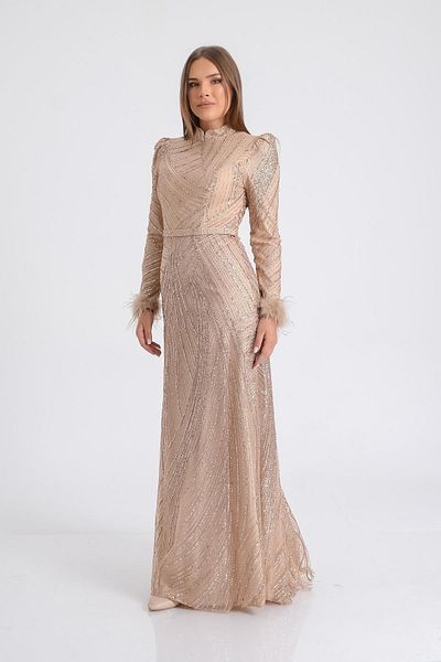 SpringStore Rochie de seară cu mâneci aurii și mâneci Otrişli