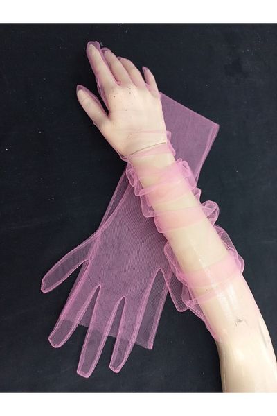 es moda shop Bella Evening Dress Bridal Party Gloves Long Candy Pink