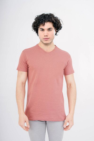 MUALTA Μπλουζάκι Unisex Basic Dusty Rose Outdoor με V λαιμόκοψη