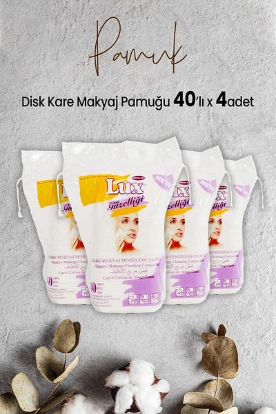 LUX Disc Square Makeup Cotton 40pcs x 4 Pieces