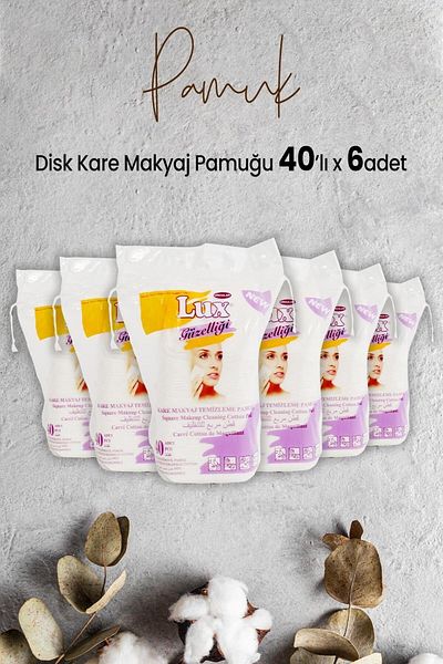 LUX Disc Square Makeup Cotton 40pcs x 6 Pieces