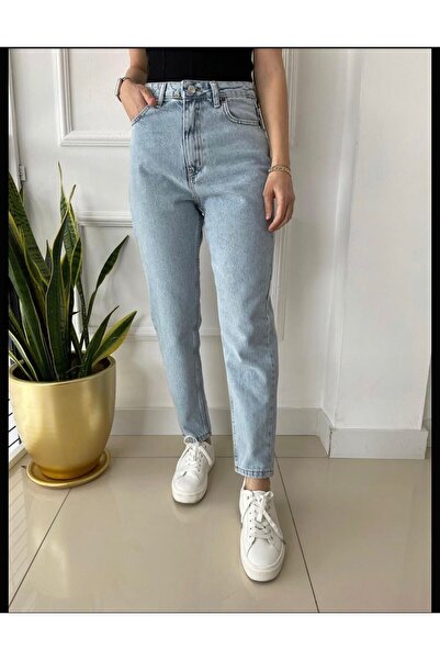 LAMİRAMOOD Kar Mom Jean Kot Pantolon Yüksek Bel Esnek Likralı Iç Göstermez Sun