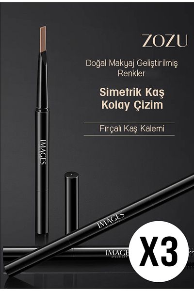 ZOZU 0.4Gr Light Coffee 3 Pcs - Images Series Two Prong Angled Eyebrow Pencil and Brush