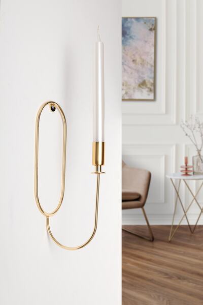 mba decor metal bending art Elips Duvar Şamdanı Mumluk Gold Dekorasyon Aksesu...