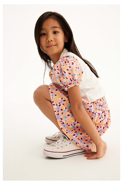 İdilbaby&Mamino Çiçek Baskılı Balon Kol Renkli Kız Çocuk T-Shirt 16314