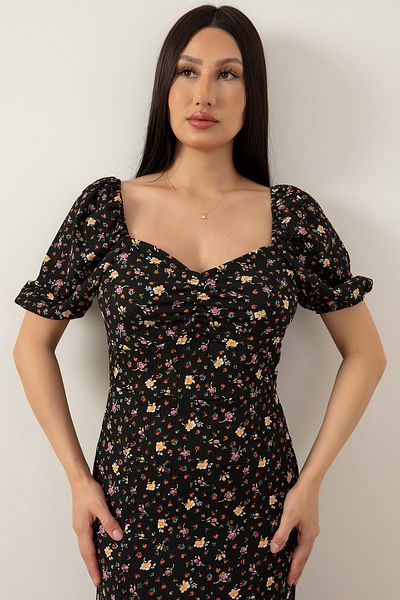 PULLIMM Square Collar Gathered Front Wrap Dress 821-2997
