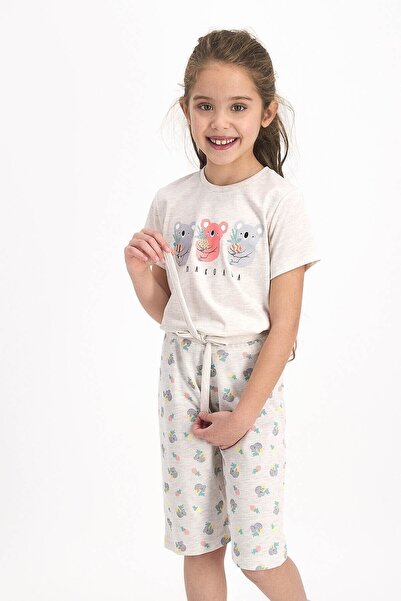 ROLY POLY Women's Beige Short Sleeve Capri Pants Pajama Set