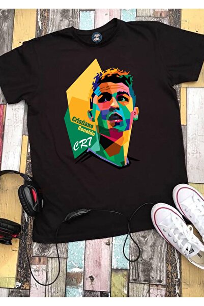RYO FASHİON CRİSTİANO RONALDO (CR7) Tricou pentru copii cu mânecă scurtă, neg...