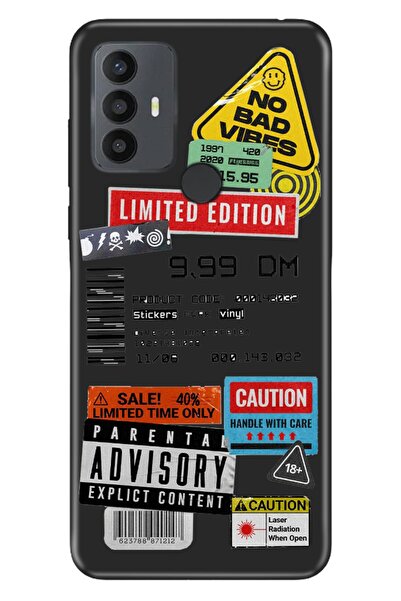 TCL 30 SE Kılıf Silikon Desenli Resimli UV Kapak Mix Sticker