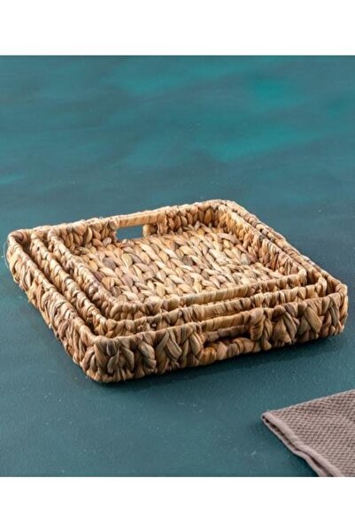 ACAR 22 3 Lü Kare Hasır Tepsi Seti