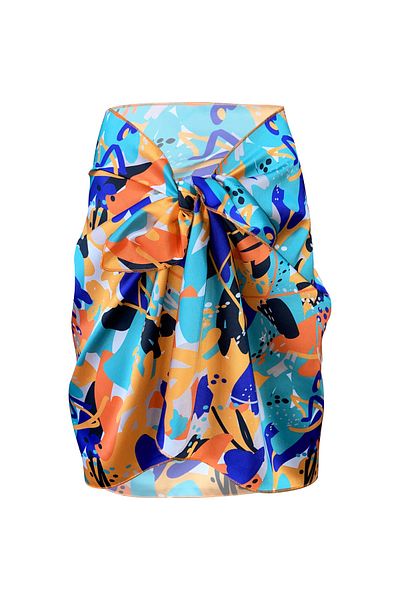 Bolder Sakura Blue Watercolor Satin Sheer Pareo (147*55)