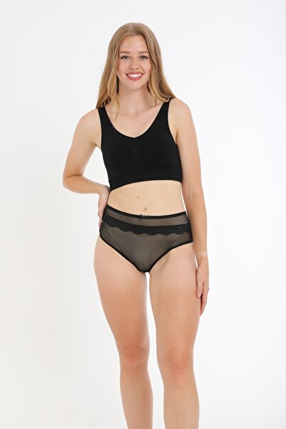 FOURAA Жіночі трусики з високою талією та мереживними деталями, набір з 4 штук