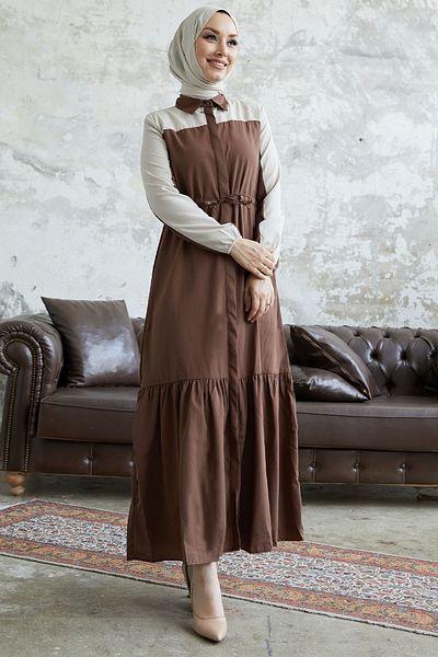 InStyle Šaty s košeľovým golierom Malinda - hnedé