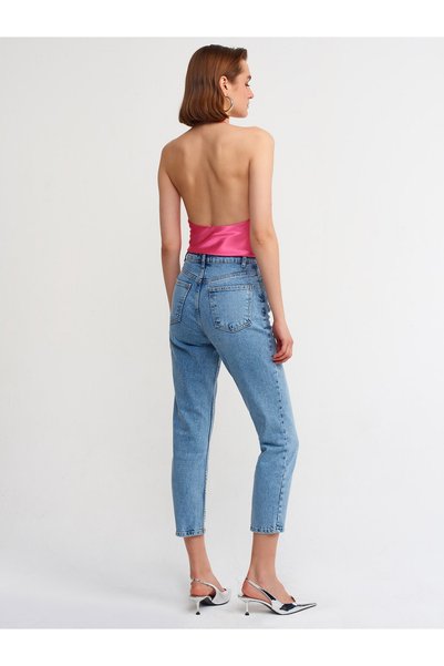 Dilvin 70844 Comfort Likra Mom Pantolon-mavi