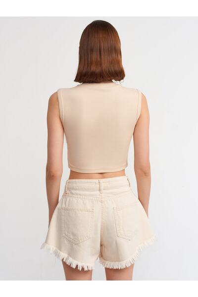Dilvin 20625 Crop Top-beige