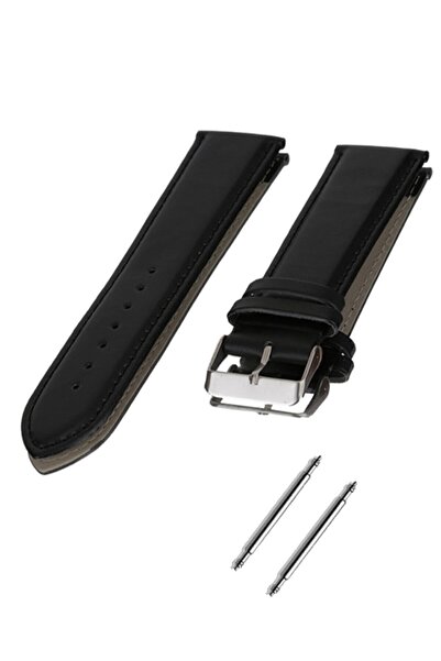 onlinekordon 22mm Saat Uyumlu Siyah Renk Klasik Deri Saat Kordonu Kayışı