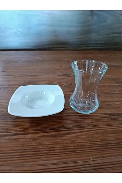 Bonna Porselen Karem 6-Piece 10.5 cm Glass Cup Plate - Krm01Cbt