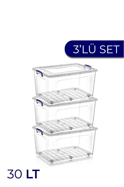Vienev 3lü Clear Box Saklama Kutusu 30 Litre
