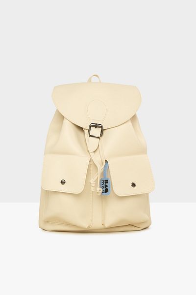 Bagmori Cream Women's Double Pocket Cover Large Backpack M000008072
