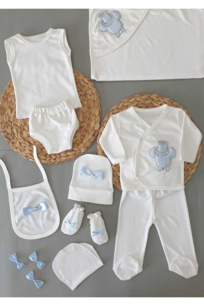 Petite Ponpon Baby طقم خروج من المستشفى مكون من 10 قطع مطرز بالأحجار لحديثي ا...