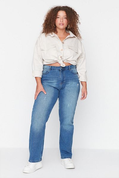 Trendyol Curve Világoskék magas derekú bootcut farmer TBBAW23CJ00011
