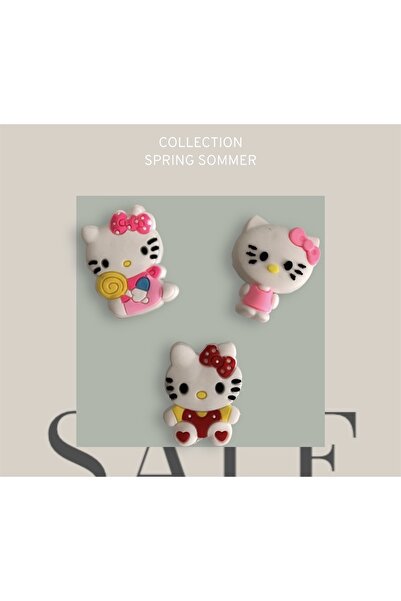 Crocs Cutyshoes Jibbitz Hello Kitty PARTY Figürleri Crocs Terlik Süsü 3’lü Set.