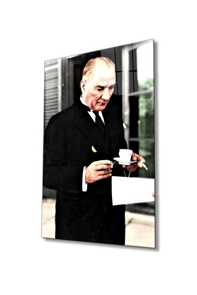 Rosyvien Tablou din sticlă portret Mustafa Kemal Atatürk, decor de perete pen...