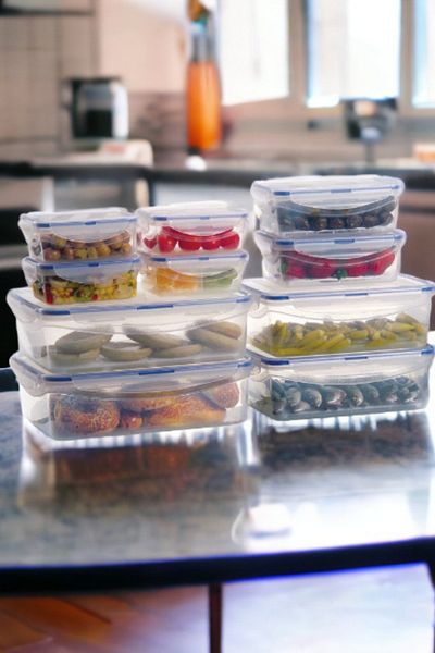 Melkan Home Transparent Locking Lid Storage Container Set of 10 Airtight Sealed Lidded Storage Containers
