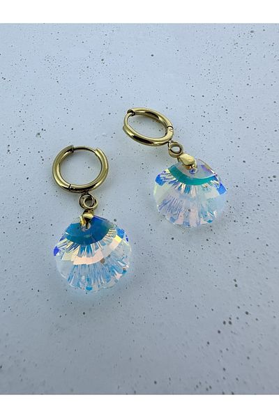 Venüs Accessory Oyster Hologram Steel Earrings