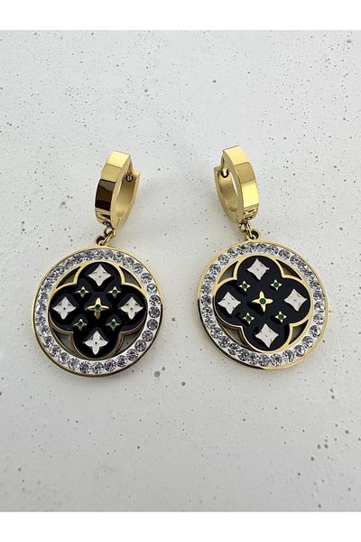 Venüs Accessory Steel Earrings with Clover Symbol