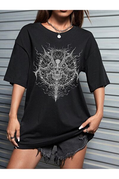 Jose Clothing UNISEKS CRNA MAJICA SA ŠTAMPOM O Oversize kroj KRATA RUKAVA