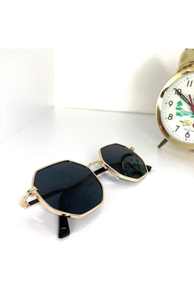 Atlas Accessory Black Unisex Octagonal Sunglasses