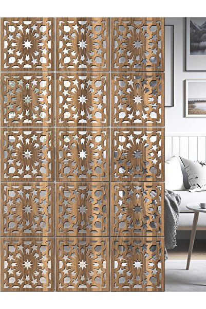 standarts Makta ® Lazer Kesim Sarkıt Paravan, Ahşap Seperatör, Oda Bölücü 4'l...