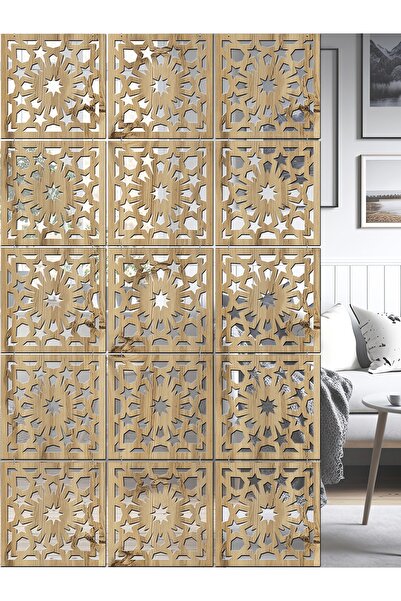 standarts Makta ® Lazer Kesim Sarkıt Paravan, Ahşap Seperatör, Oda Bölücü 4'lü Panel Levha Seti
