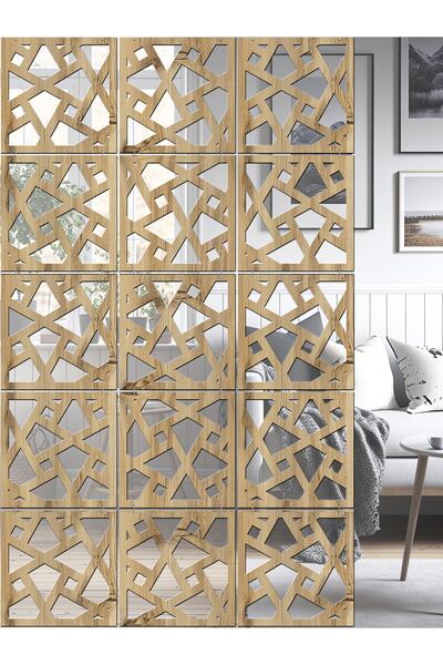 standarts Makta ® Lazer Kesim Sarkıt Paravan, Ahşap Seperatör, Oda Bölücü 4'l...