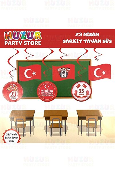 Huzur Party Store 23 Nisan 6'lı Karton Tavan Sarkıt Süsü Sınıf Okul Süsleme M...