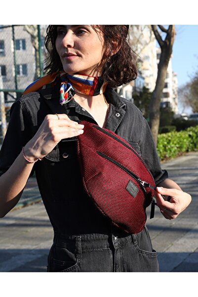 POWBAG Bordo File Büyük Boy Ayarlanabilir Askılı Spor Bel Ve Omuz Çantası Mes...