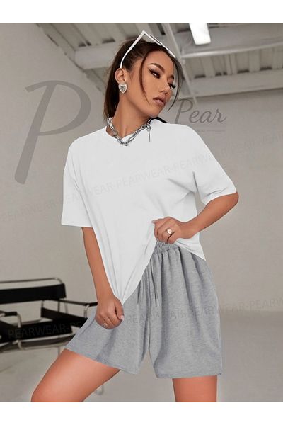 Pear Wear Women's Oversize T-Shirt Shorts Double Set