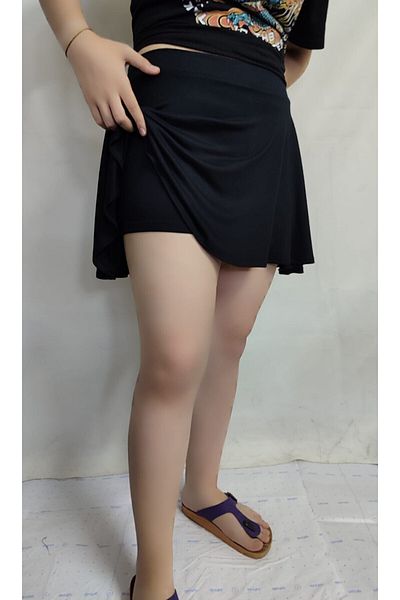 Butik Fusta din bumbac pieptănat tricotat din oțel cu pantaloni scurți