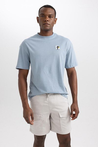 DeFacto Comfort Fit Crew Neck Back Printed Short Sleeve T-Shirt B2012ax23hs