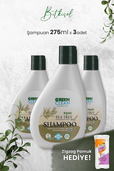 Green Clean Tea Tree Shampoo - 275 Ml X 3 Pieces and Gift