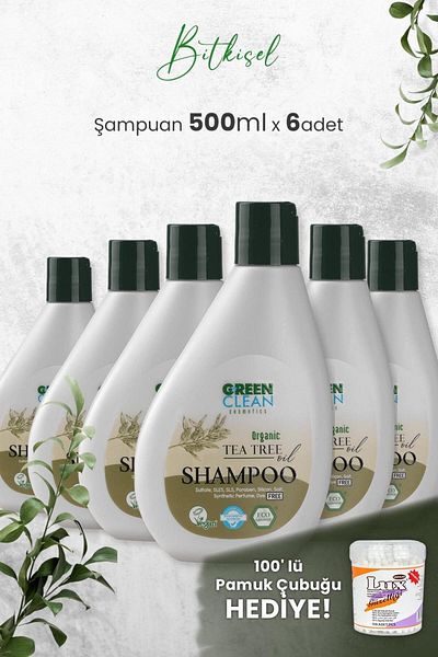 Green Clean Tea Tree Shampoo - 275 Ml X 6 Pieces and Gift