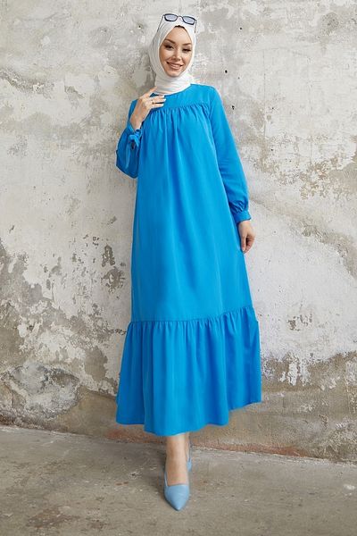 InStyle Yena Dress with Robe and Tie-up Sleeves - Blue