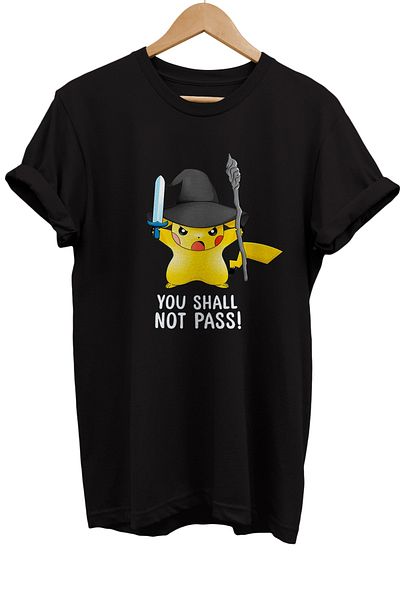 remonz Ο Άρχοντας των Δαχτυλιδιών Pikachu Gandalf με στάμπα 100% βαμβακερό μπλουζάκι Basic T-shirt κανονικού μεγέθους