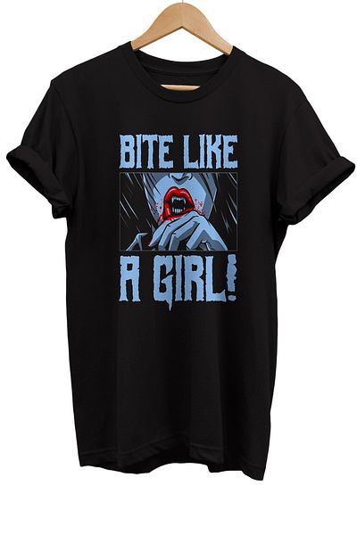 remonz Μπλουζάκι Bite Like A Girl με στάμπα 100% βαμβακερό Basic T-shirt κανονικού μεγέθους
