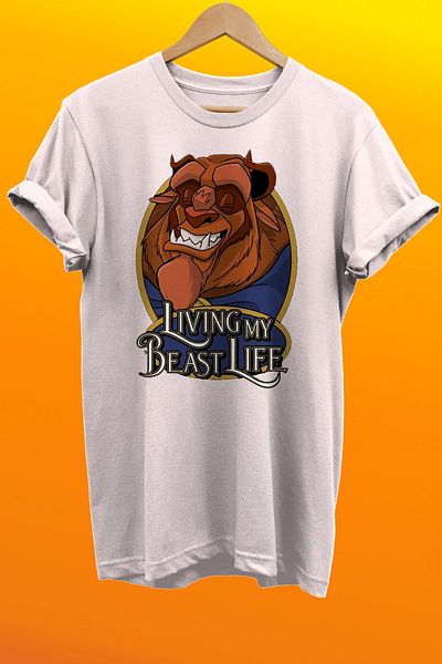 remonz Beauty And The Beast εμπριμέ 100% βαμβακερό μπλουζάκι κανονικού μεγέθους
