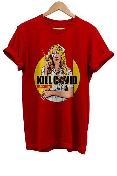 remonz Kıll Bill Nurse Covid εμπριμέ 100% βαμβακερό μπλουζάκι Basic T-shirt κανονικού μεγέθους
