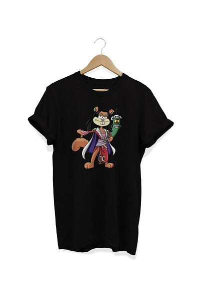 remonz SpongeBob One Piece Boa Hancock Printed Black T-shirt